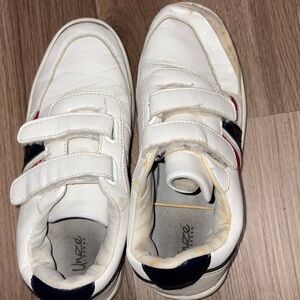 Kids White and Navy Sneakers with Red Accents nice looking